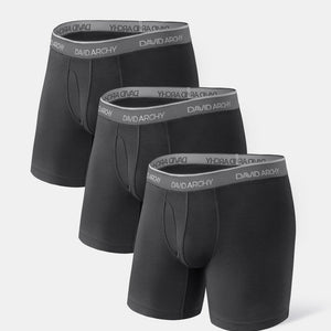 4 Pack Men's Underwear Boxer Briefs Ball Pouch Soft Bamboo Ultra Breathable  Underpants Open Fly